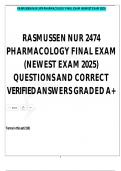 RASMUSSEN NUR 2474 PHARMACOLOGY FINAL EXAM &lpar;NEWEST EXAM 2025&rpar; QUESTIONS AND CORRECT VERIFIED ANSWERS GRADED A&plus; 