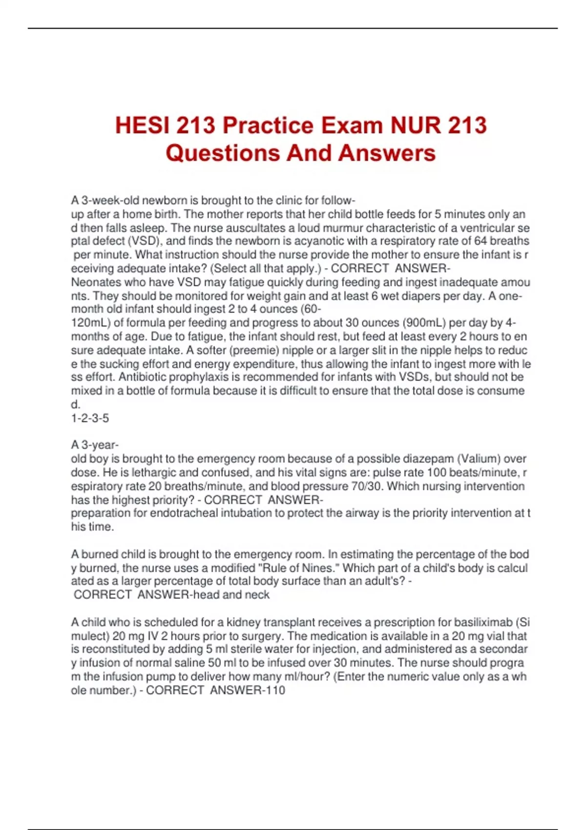 HESI 213 Practice Exam NUR 213 Questions And Answers - HESI 213 ...