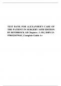 TEST BANK FOR ALEXANDER&rsquo;S CARE OF  THE PATIENT IN SURGERY 16TH EDITION  BY ROTHROCK All Chapters &lpar; 1-30&rpar; &vert; ISBN 13&colon; 9780323479141 &vert; Complete Guide A&plus;