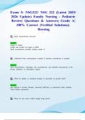 Exam 5&colon; NSG222&sol; NSG 222 &lpar;Latest 2025&sol; 2026 Update&rpar; Family Nursing - Pediatric Review&vert; Questions & Answers&vert; Grade A&vert; 100&percnt; Correct &lpar;Verified Solutions&rpar;- Herzing