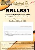 RRLLB81 Assignment 1 QUIZ &lpar;100&percnt; COMPLETE ANSWERS&rpar; Semester 1 2025 - DUE 20 March 2025