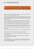 Mat Pilates Study Guide - Balanced Body Exam Questions And Answers 2025 Update