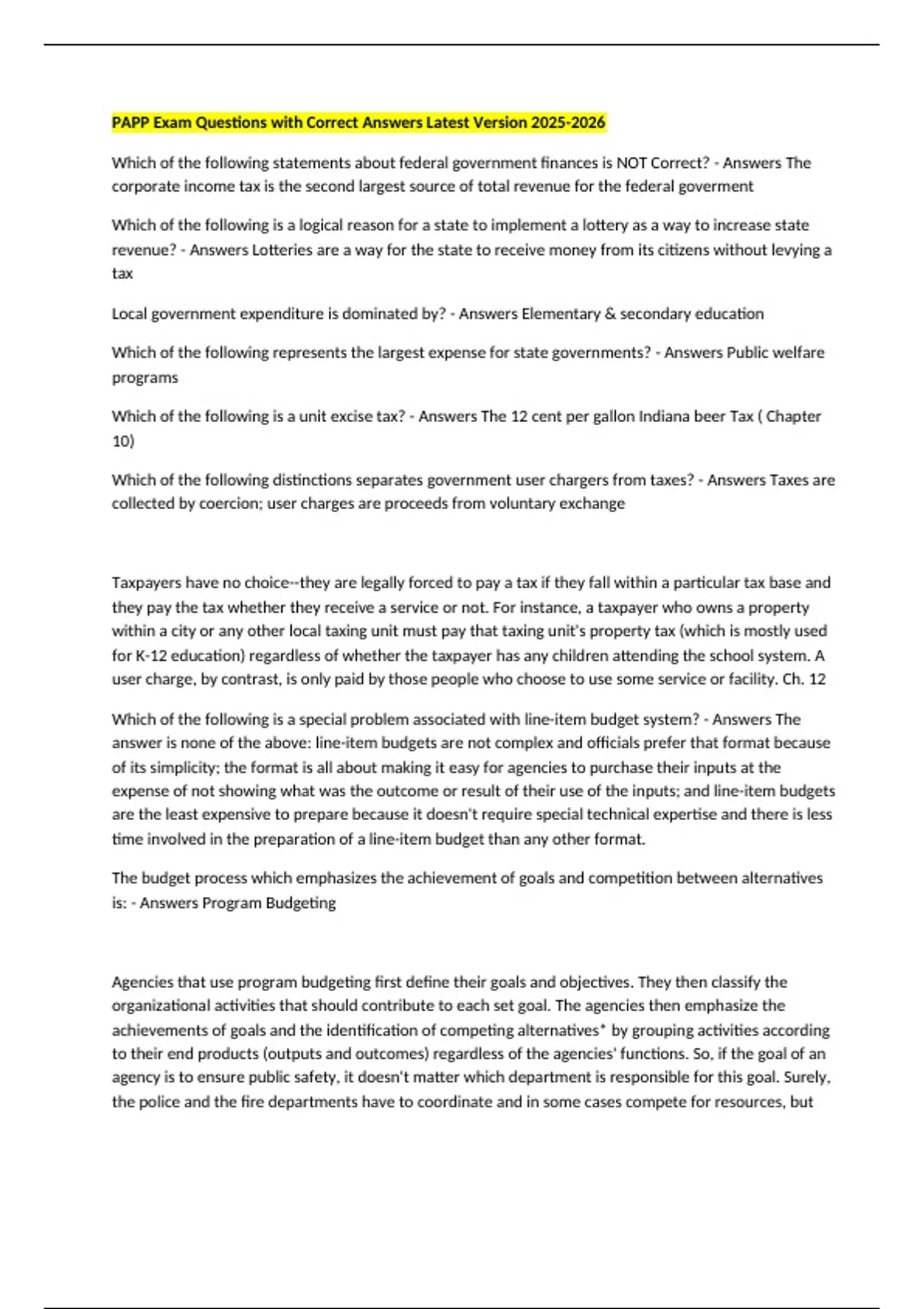 PAPP Exam Questions with Correct Answers Latest Version - PAPP - Stuvia US