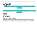 2024 AQA GCSE BENGALI 8638&sol;LH Higher Tier Paper 1  Listening  Verified Question Paper with Marking Scheme Combined&period;  June 2024