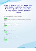 Exam 1&colon; NSG233&sol; NSG 233 &lpar;Latest 2025&sol; 2026 Update&rpar; Medical-Surgical Nursing III Review&vert; Questions & Answers&vert; Grade A&vert; 100&percnt; Correct &lpar;Verified Solutions&rpar;- HerzingExam 1&colon; NSG233&sol; NSG 233 &lpar;Latest 2025&sol; 2026 Update&rpar; Medical-Surgical Nursing III Review&vert; Questio