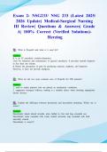 Exam 2&colon; NSG233&sol; NSG 233 &lpar;Latest 2025&sol; 2026 Update&rpar; Medical-Surgical Nursing III Review&vert; Questions & Answers&vert; Grade A&vert; 100&percnt; Correct &lpar;Verified Solutions&rpar;- Herzing