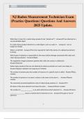 NJ Radon Measurement Technician Exam &lpar;Practice Questions&rpar; Questions And Answers 2025 Update