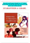 Maternity and Women's Health Care 13th Edition Lowdermilk TESTBANK 2025-2026&period; Questions with correct and verified answers&period;  GUARANTEED A&plus; GRADE&period;