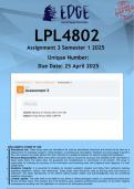 LPL4802 Assignment 3 &lpar;ANSWERS&rpar; Semester 1 2025 - DISTINCTION GUARANTEED