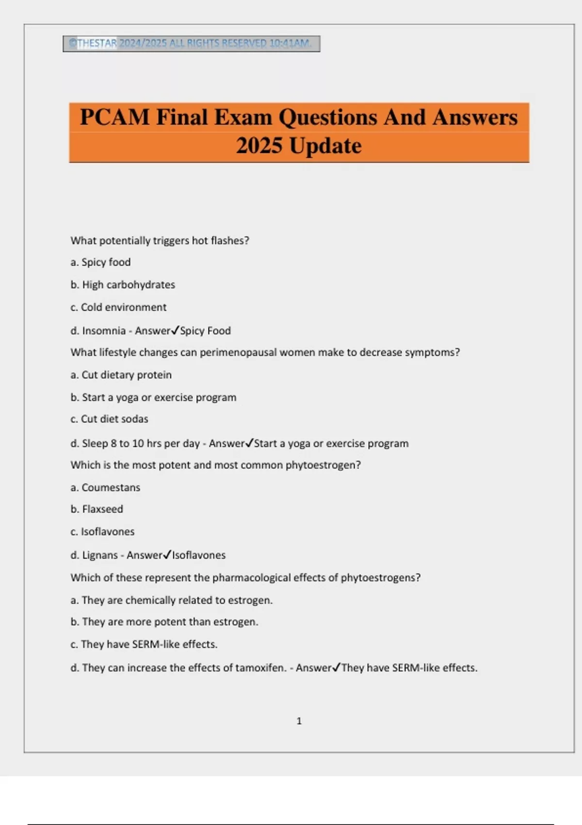 PCAM Final Exam Questions And Answers 2025 Update - PCAM - Stuvia US