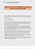 Saunders PN Mental Health Exam Questions And Answers 2025 Update