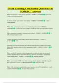 Health Coaching Certification Questions and  CORRECT Answers