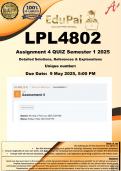 LPL4802 Assignment 4 &lpar;COMPLETE ANSWERS&rpar; Semester 1 2025 - DUE 9 May 2025