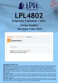 LPL4802 Assignment 4 &lpar;ANSWERS&rpar; Semester 1 2025 - DISTINCTION GUARANTEED
