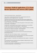 Veterinary Medical Applications- CVA Exam Review Questions And Answers 2025 Update&period;