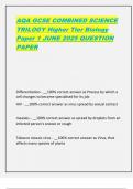 AQA GCSE COMBINED SCIENCE TRILOGY Higher Tier Biology Paper 1 JUNE 2025 QUESTION PAPER