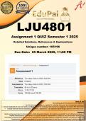 LJU4801 Assignment 1 QUIZ &lpar;COMPLETE ANSWERS&rpar; Semester 1 2025 &lpar;165196&rpar;- DUE 25 March 2025