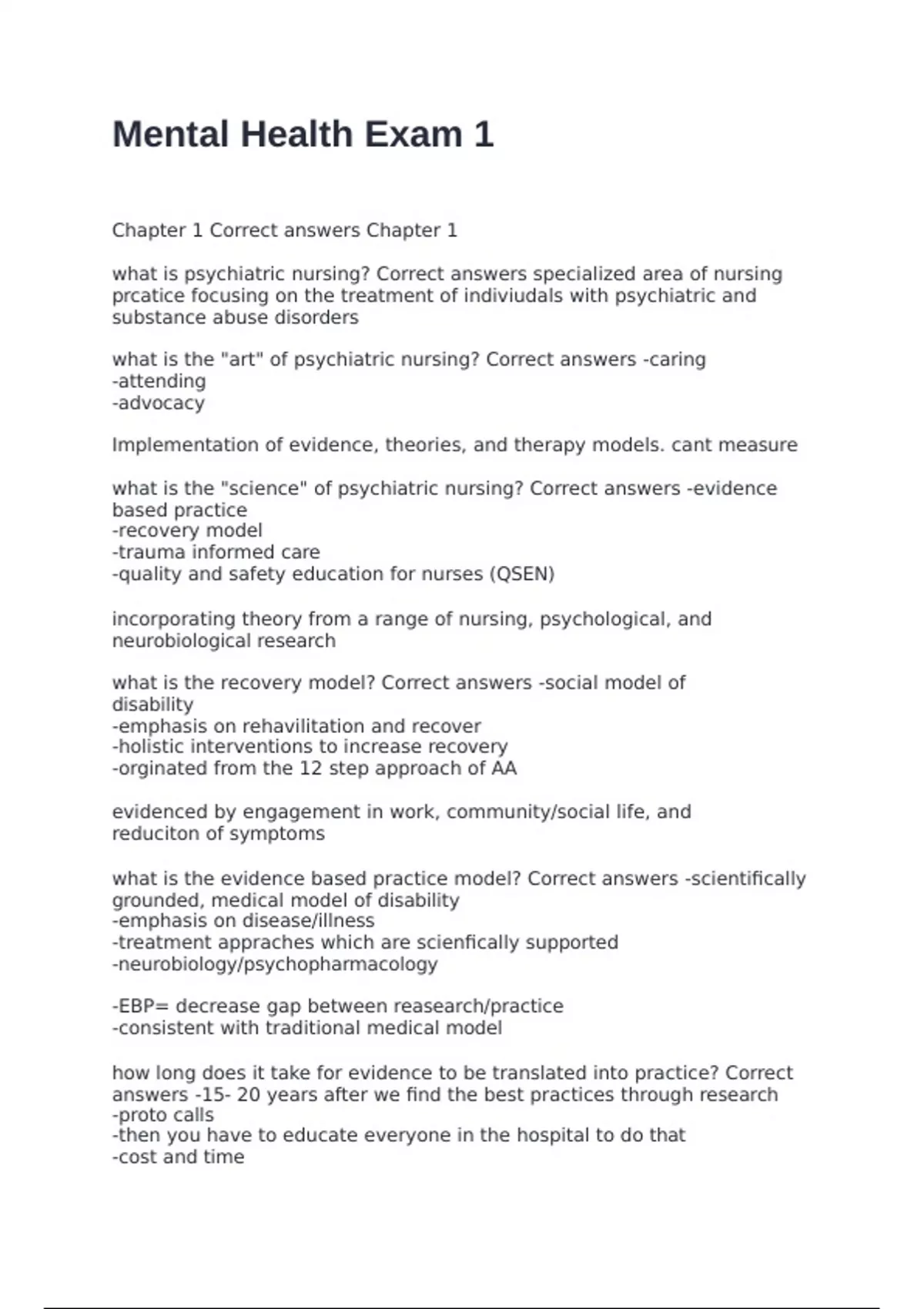 Mental Health Exam with 100% correct answers 2025 - Mental Health ...