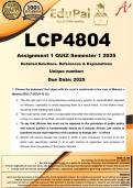 LCP4804 Assignment 1 &lpar;COMPLETE ANSWERS&rpar; Semester 1 2025 &lpar;503665&rpar; - DUE 18 March 2025