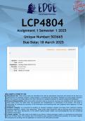 LCP4804 Assignment 1 100&percnt; QUIZ &lpar;ANSWERS&rpar; Semester 1 2025 - DISTINCTION GUARANTEED
