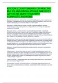 FULTON COUNTY BOARD OF HEALTH - RULES AND REGULATIONS FOR BODY ART EXAM QUESTIONS WITH COMPLETE ANSWERS