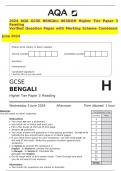 2024 AQA GCSE BENGALI 8638&sol;RH Higher Tier Paper 3 Reading Verified Question Paper with Marking Scheme Combined&period; June 2024
