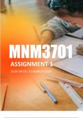MNM3701 Assignment 1 2025 - Due 13 March 2025