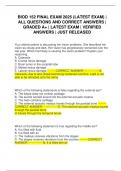 BIOD 152 FINAL EXAM 2025 &lpar;LATEST EXAM&rpar; &vert; ALL QUESTIONS AND CORRECT ANSWERS &vert; GRADED A&plus; &vert; LATEST EXAM &vert; VERIFIED ANSWERS &vert; JUST RELEASED