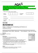 2024 AQA GCSE BUSINESS 8132&sol;2 Paper 2 Influences of marketing and finance on business activity&period; Verified Question Paper with Marking Scheme Combined&period; June 2024