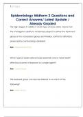 Epidemiology Questions and Correct Answers&sol; Latest Update &sol; Already Grade