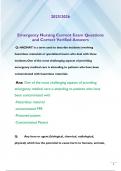 Emergency Nursing Current Exam Questions  and Correct Verified Answers