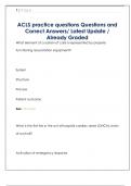 ACLS practice questions Questions and  Correct Answers&sol; Latest Update &sol;  Already Graded