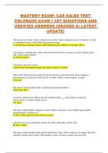 MASTERY EXAM CAR SALES TEST COLORADO EXAM &vert;WELLCARE MASTERY EXAM &sol; WELLCARE MASTERY &sol; WELCARE MASTERY ACTUAL EXAM LATEST 202526 COMPLETE REAL EXAM 100 QUESTIONS AND CORRECT DETAILED ANSWERS &lpar;100&percnt; CORRECT VERIFIED 