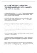 ACI CONCRETE FIELD-TESTING TECHNICIANS GRADE 1 &lpar;IN CANADA&rpar; with verified answers