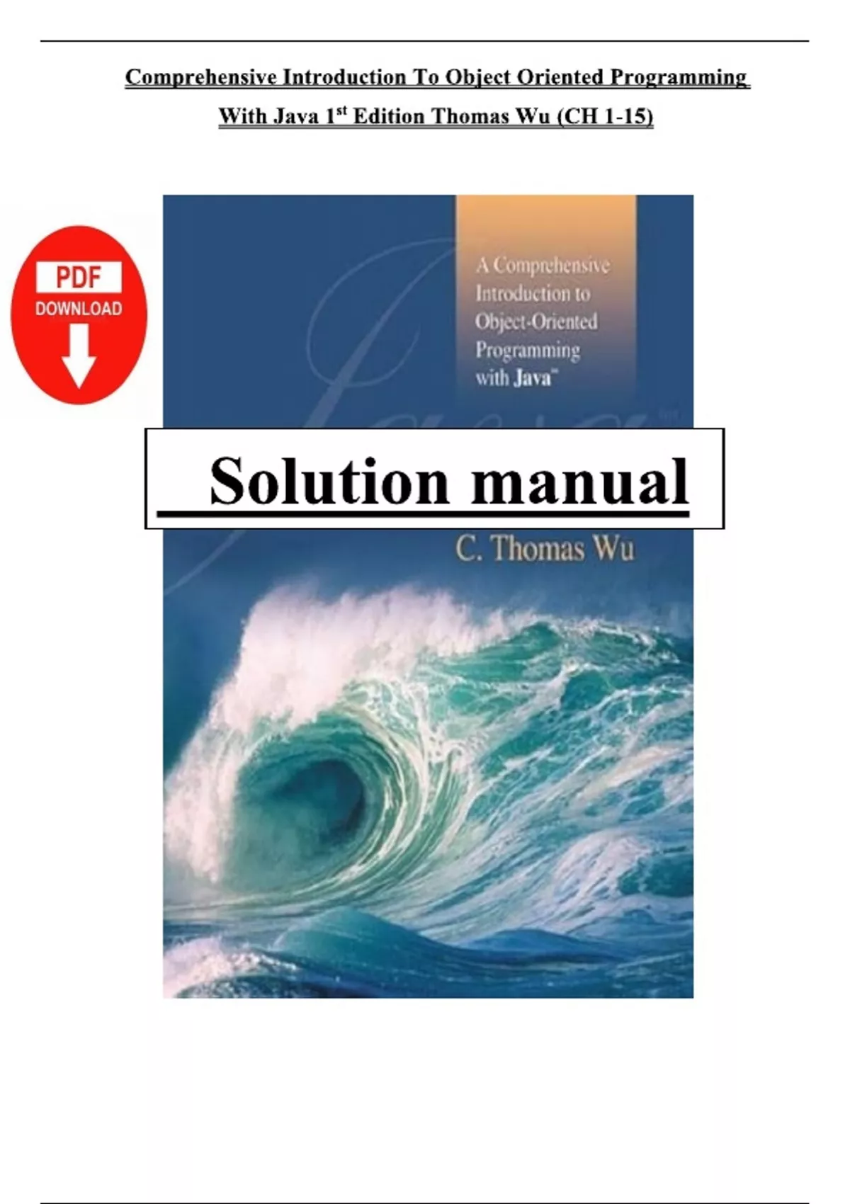 Solutions Manual for A Comprehensive Introduction to Object-Oriented ...