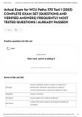 Actual Exam for WCU Patho 370 Test 1 &lpar;2025&rpar; COMPLETE EXAM SET &lpar;QUESTIONS AND VERIFIED ANSWERS&rpar; FREQUENTLY MOST TESTED QUESTIONS &vert; ALREADY PASSED&excl;&excl;