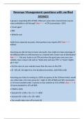 Revenue Management questions with verified answers&period;