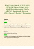 Final Exam Module 8&colon; NUR 2356 &sol; NUR2356 &lpar;Latest Update 2025 &sol; 2026&rpar; Multidimensional Care I &sol; MDC 1 &vert; Questions & Answers &vert; 100&percnt; Correct &vert; Grade A - Rasmussen