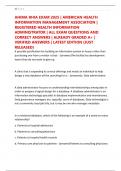 AHIMA RHIA EXAM 2025 &vert; AMERICAN HEALTH INFORMATION MANAGEMENT ASSOCIATION &vert; REGISTERED HEALTH INFORMATION ADMINISTRATOR &vert; ALL EXAM QUESTIONS AND CORRECT ANSWERS &vert; ALREADY GRADED A&plus; &vert; VERIFIED ANSWERS &vert; LATEST EDITION &lpar;JUST RELEASED&rpar;