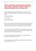 DENTAL ASSISTANT LICENSURE EXAM QUESTIONS AND CORRECT ANSWERS &vert; ALREADY GRADED A&plus; &vert; VERIFIED ANSWERS &vert; LATEST VERSION 2025