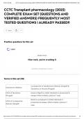 CCTC Transplant pharmacology &lpar;2025&rpar; COMPLETE EXAM SET &lpar;QUESTIONS AND VERIFIED ANSWERS&rpar; FREQUENTLY MOST TESTED QUESTIONS &vert; ALREADY PASSED&excl;&excl;