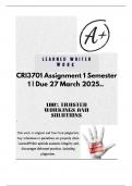 CRI3701 Assignment 1 Semester 1 &vert; Due 27 March 2025&period;&period; &lpar;COMPLETE ANSWERS&rpar; 100&percnt; TRUSTED Complete&comma; trusted solutions and explanations