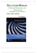 SOLUTION MANUAL FOR COMPUTER ORGANIZATION AND ARCHITECTURE DESIGNING FOR PERFORMANCE 11TH EDITION &lpar; WILLIAM STALLINGS&comma; 2024&rpar; ALL CHAPTERS &comma; Graded A&plus;