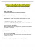 MICHIGAN LIFE AND HEALTH INSURANCE EXAM QUESTIONS WITH CORRECT ANSWERS 2025