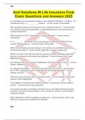 Xcel Solutions IN Life Insurance Final Exam Questions and Answers 2025