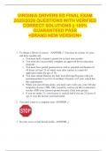 VIRGINIA DRIVERS ED FINAL EXAM  2025&sol;2026 QUESTIONS WITH VERIFIED  CORRECT SOLUTIONS &vert;&vert; 100&percnt;  GUARANTEED PASS  <BRAND NEW VERSION> 