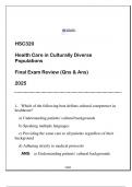 HSC320 HC in Culturally Diverse Populations &lpar;EU&rpar; Final Exam Review 2025 &lpar;Qns & Ans