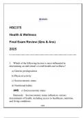 HSC375 Health & Wellness &lpar;EU&rpar; Final Exam Review 2025 &lpar;Qns & Ans