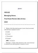 HSC402 Managing Stress &lpar;EU&rpar; Final Exam Review 2025 &lpar;Qns & Ans&rpar;&period;