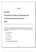 HSC302 Principles of HCM &lpar;EU&rpar; Final Exam Review 2025 &lpar;Qns & Ans&rpar;